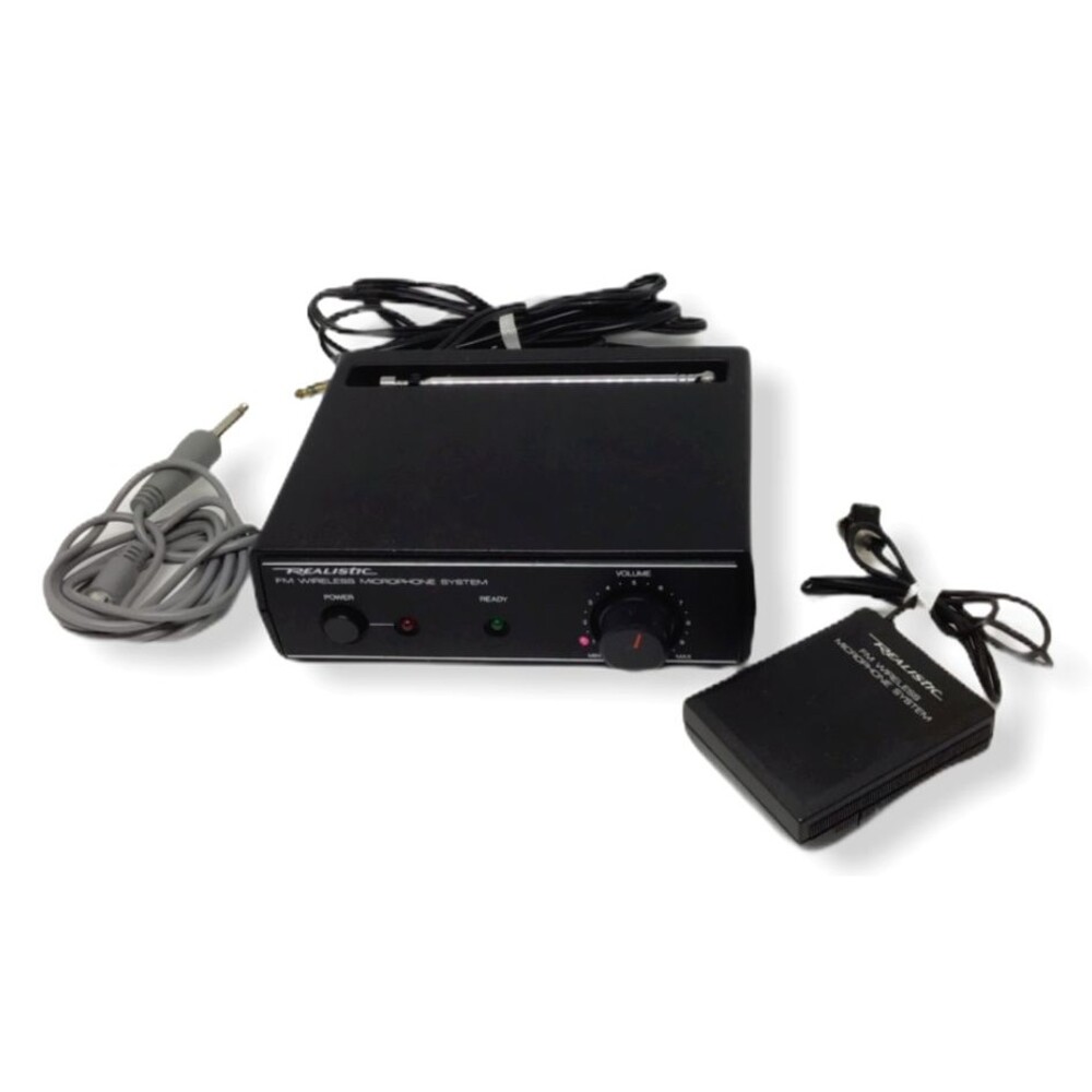 Realistic FM Wireless Microphone System Power Cord Transmitter Audio Bundle Vtg